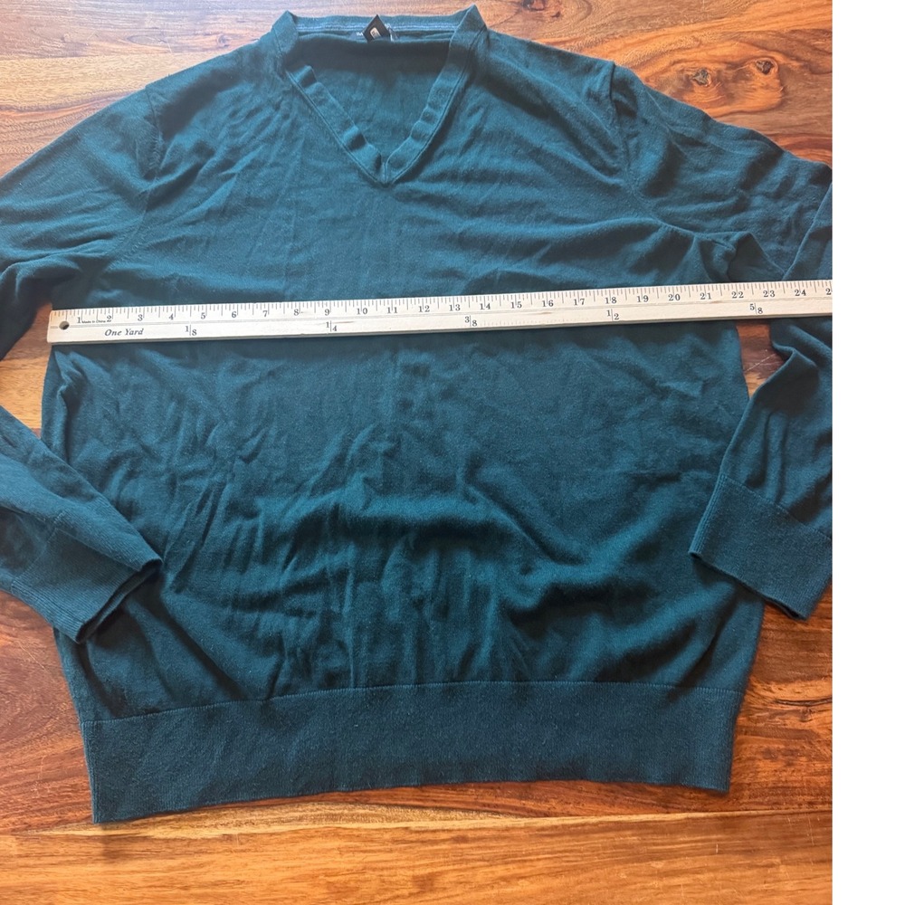Banana Republic Silk Cotton Cashmere V-Neck Sweater Mens XL Teal Green Luxury - Picture 5 of 6